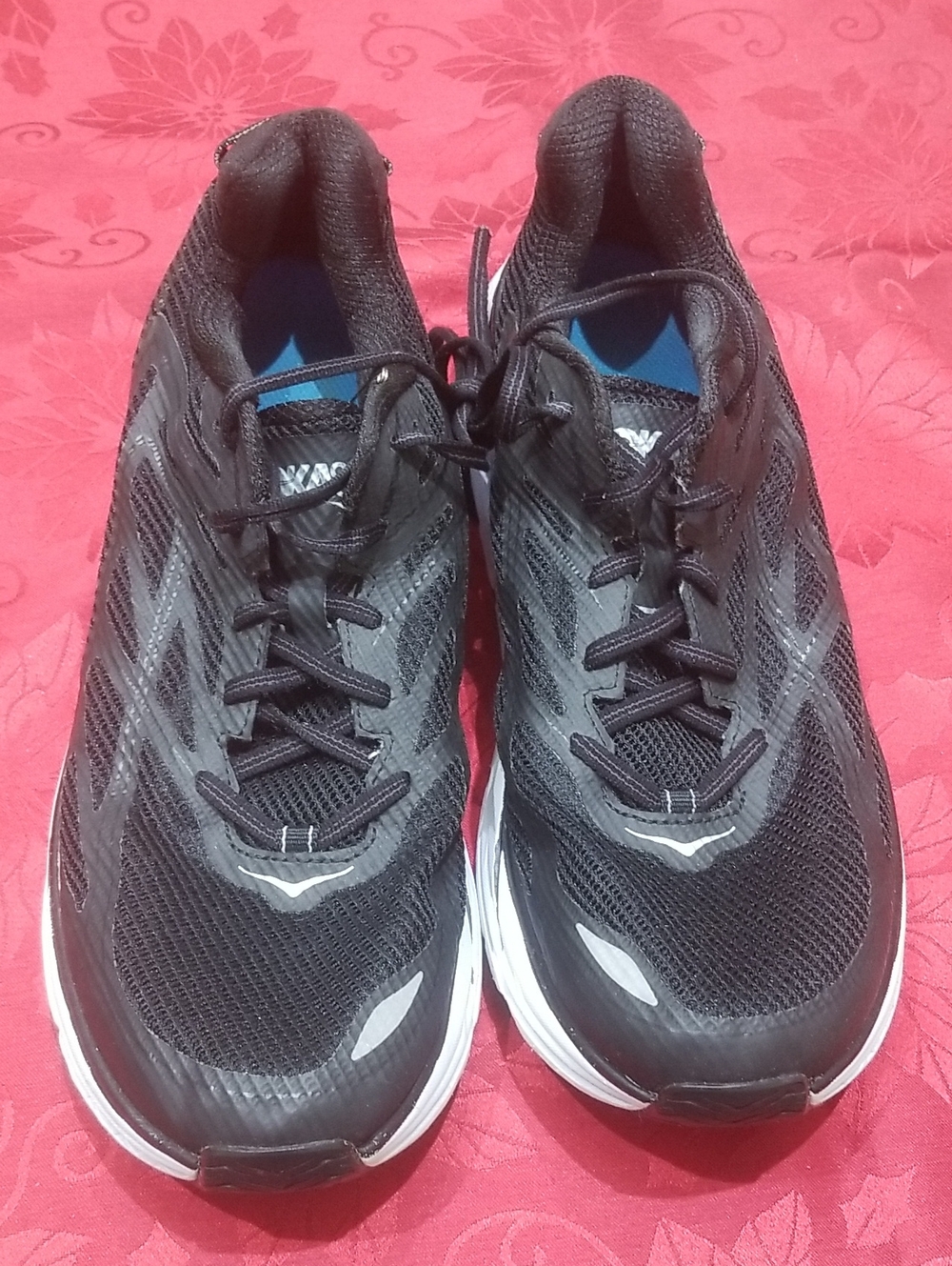 Hoka One One Black and White Men's Athletic Running Shoes